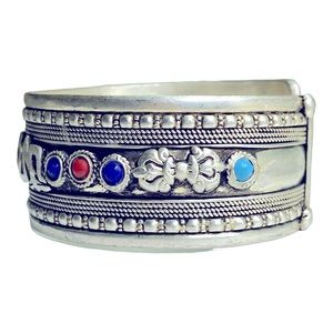 24 HRS SALE ONLY - Lapis and Coral GEMSTONE Cuff Bracelet Bangle